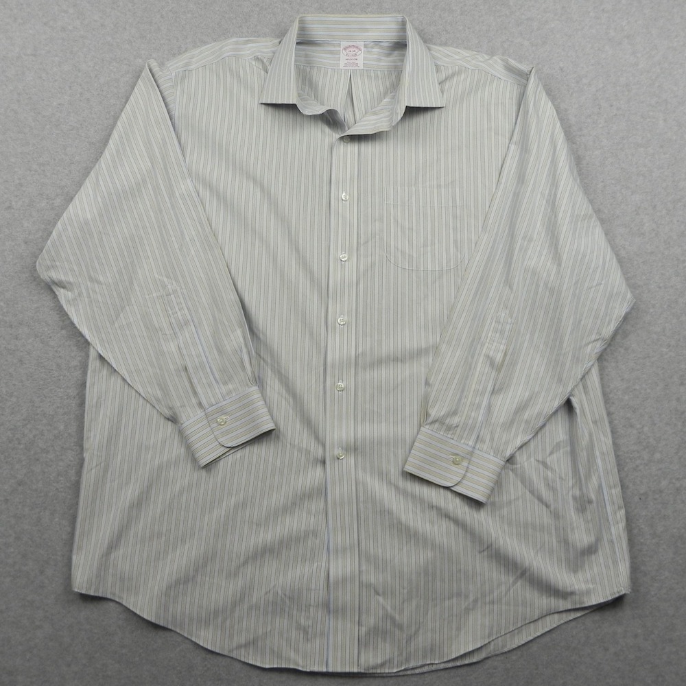 Brooks Brothers Shirt Mens 18-34 Madison Non-Iron Button Up Striped Long Sleeve